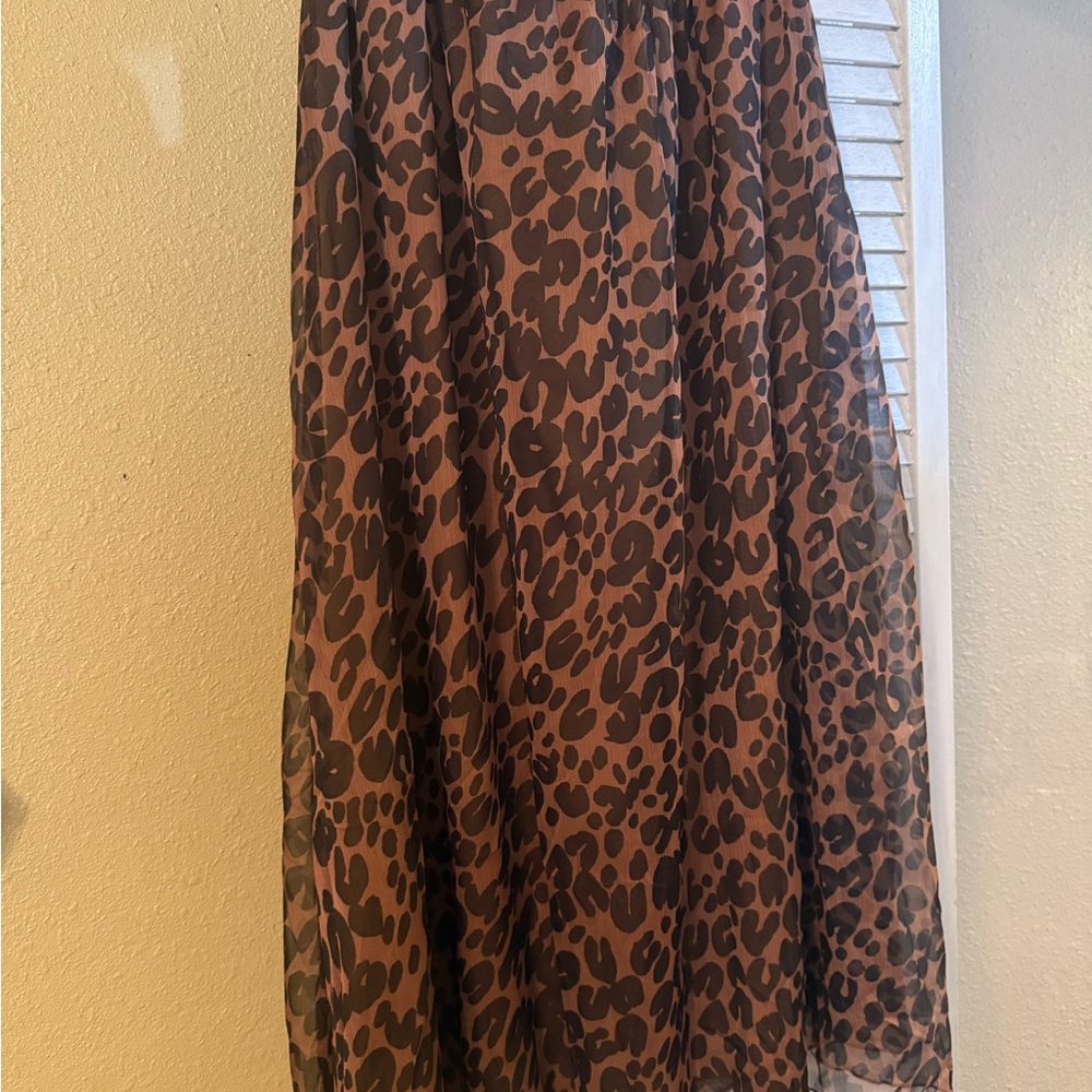 SHEIN Black and Brown A-line Midi Skirt